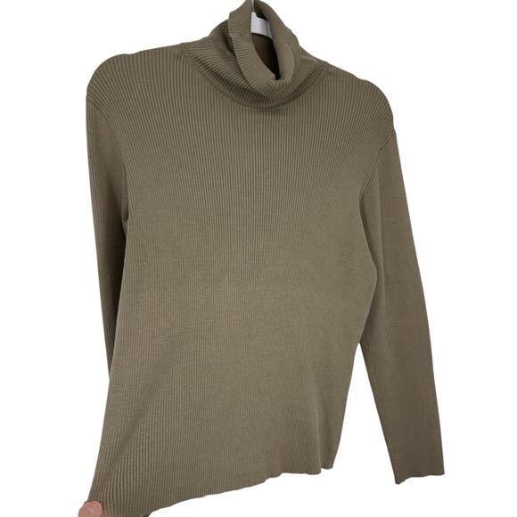 Chicos 1 Ribbed Knit Silk Blend Turtleneck Size Medium Gray Long Sleeve Pullover - Picture 7 of 7